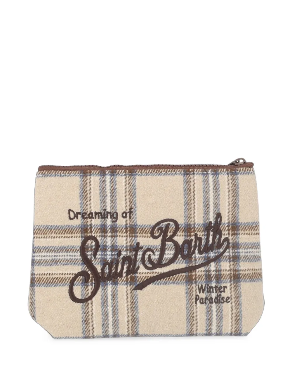 MC2 Saint Barth Aline tartan-check clutch bag Beige