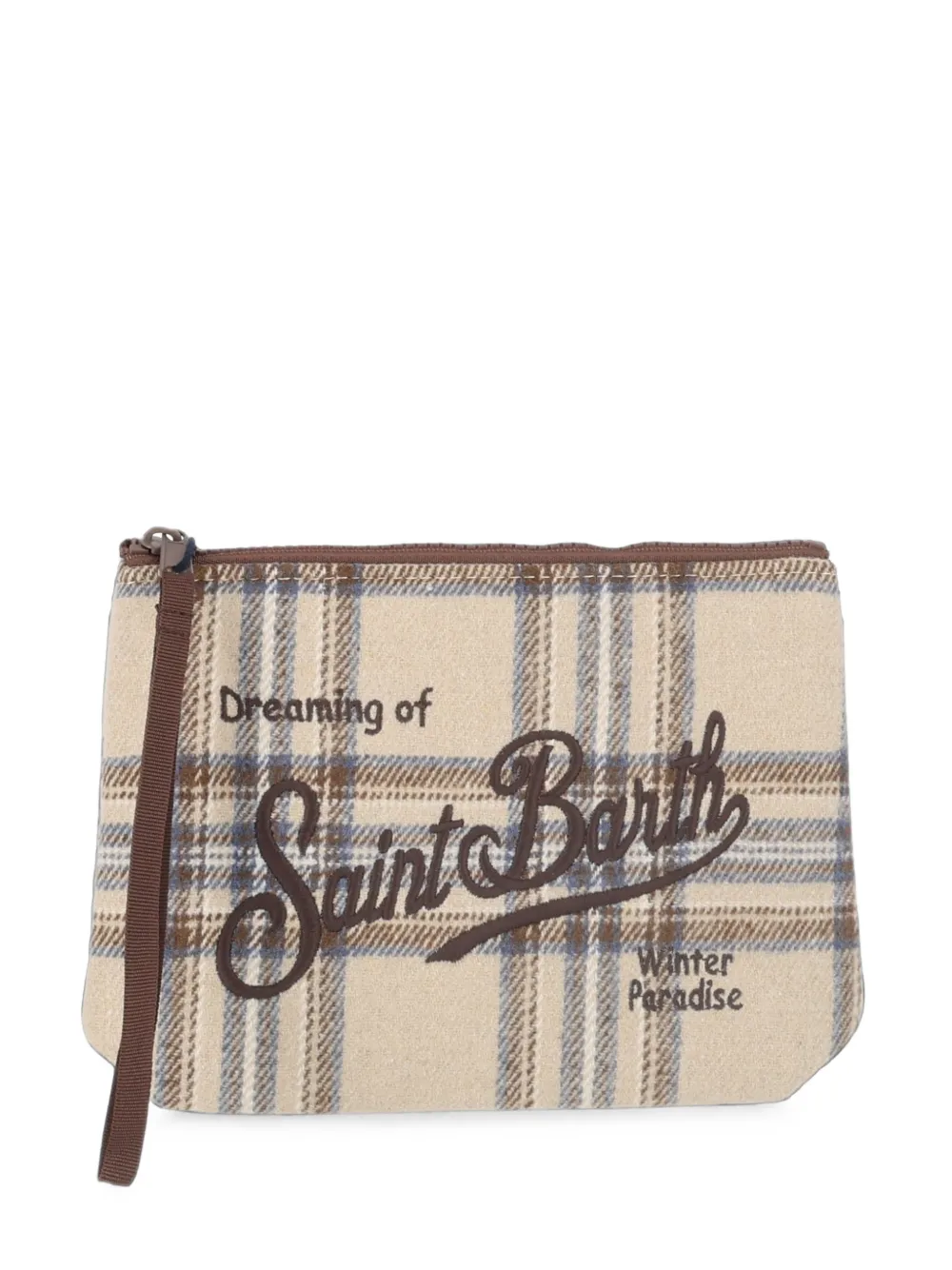 MC2 Saint Barth Aline tartan-check clutch bag - Tons neutres