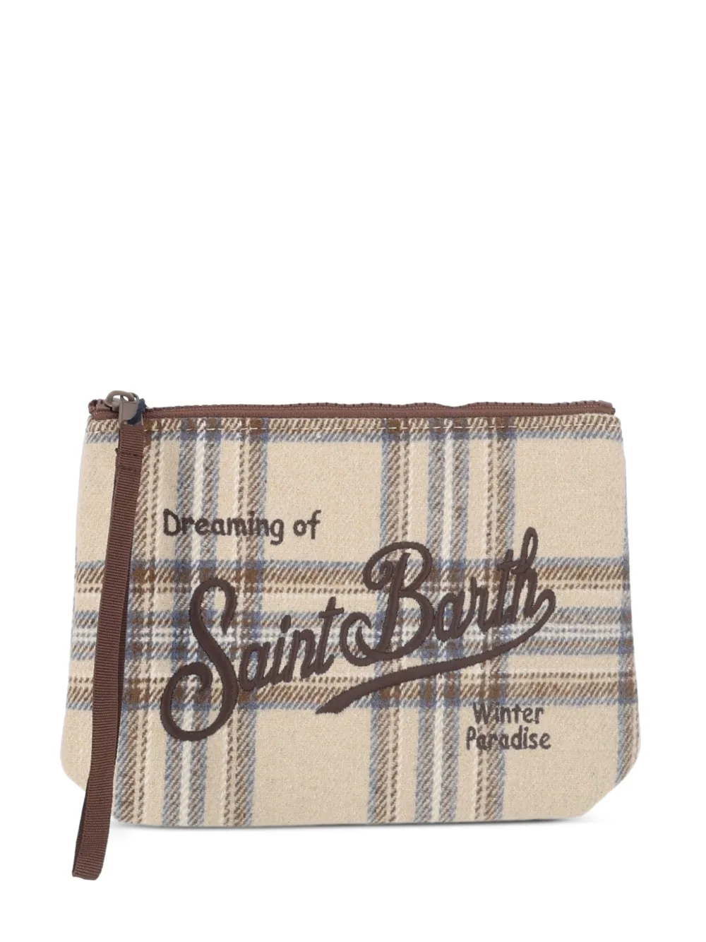 MC2 Saint Barth Aline tartan-check clutch bag Beige