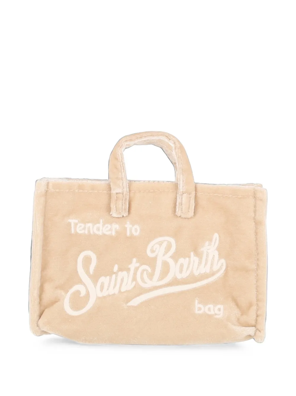 MC2 Saint Barth Kids Fluwelen shopper met logo-detail Beige