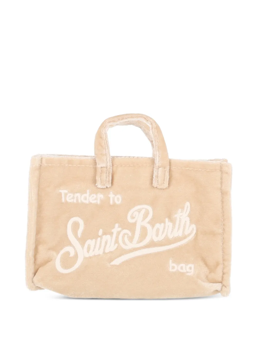 MC2 Saint Barth Kids Fluwelen shopper met logo-detail Beige