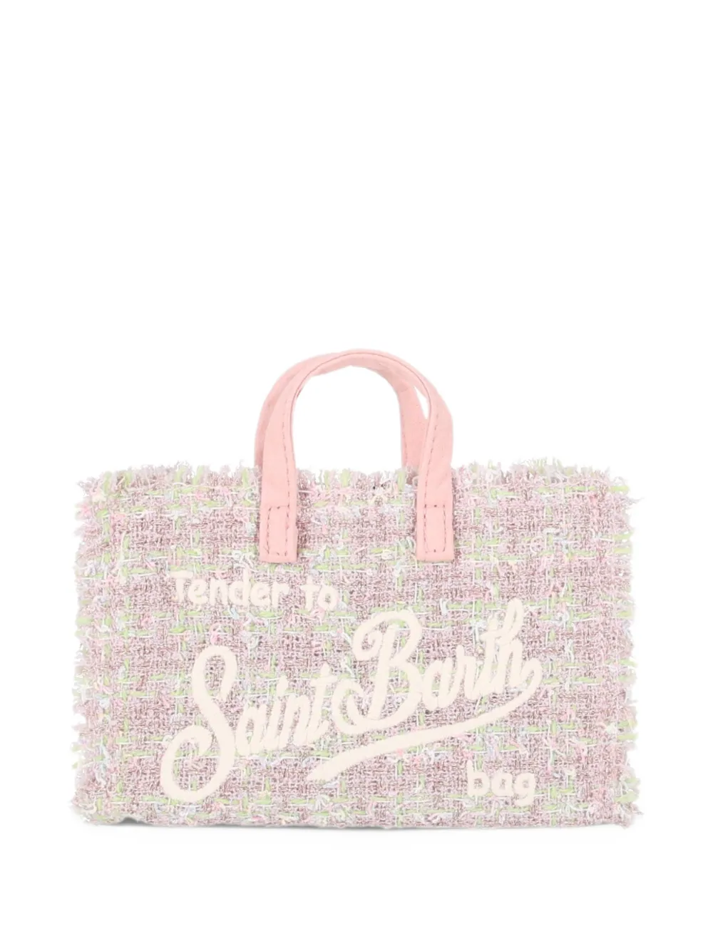 MC2 Saint Barth Kids Micro Phone tweed embroidered tote bag Roze