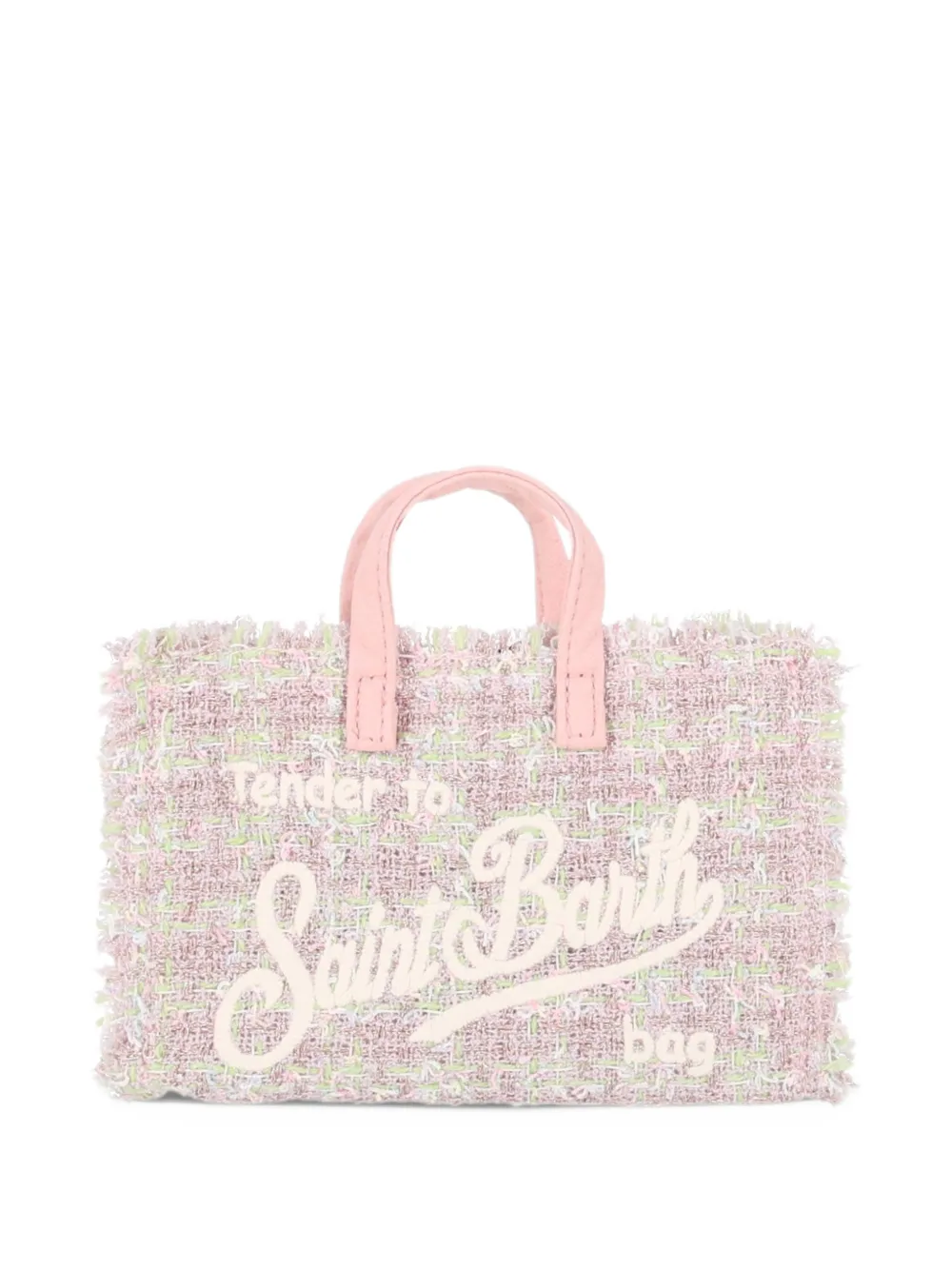 MC2 Saint Barth Kids Micro Phone tweed embroidered tote bag Roze