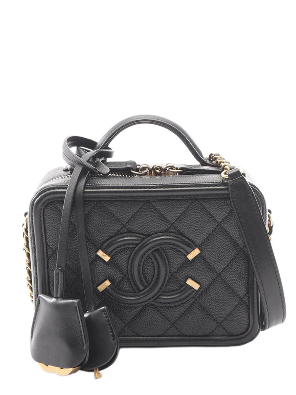 CHANEL Pre-Owned petit sac à main Filigree Vanity Case (2018) - Noir
