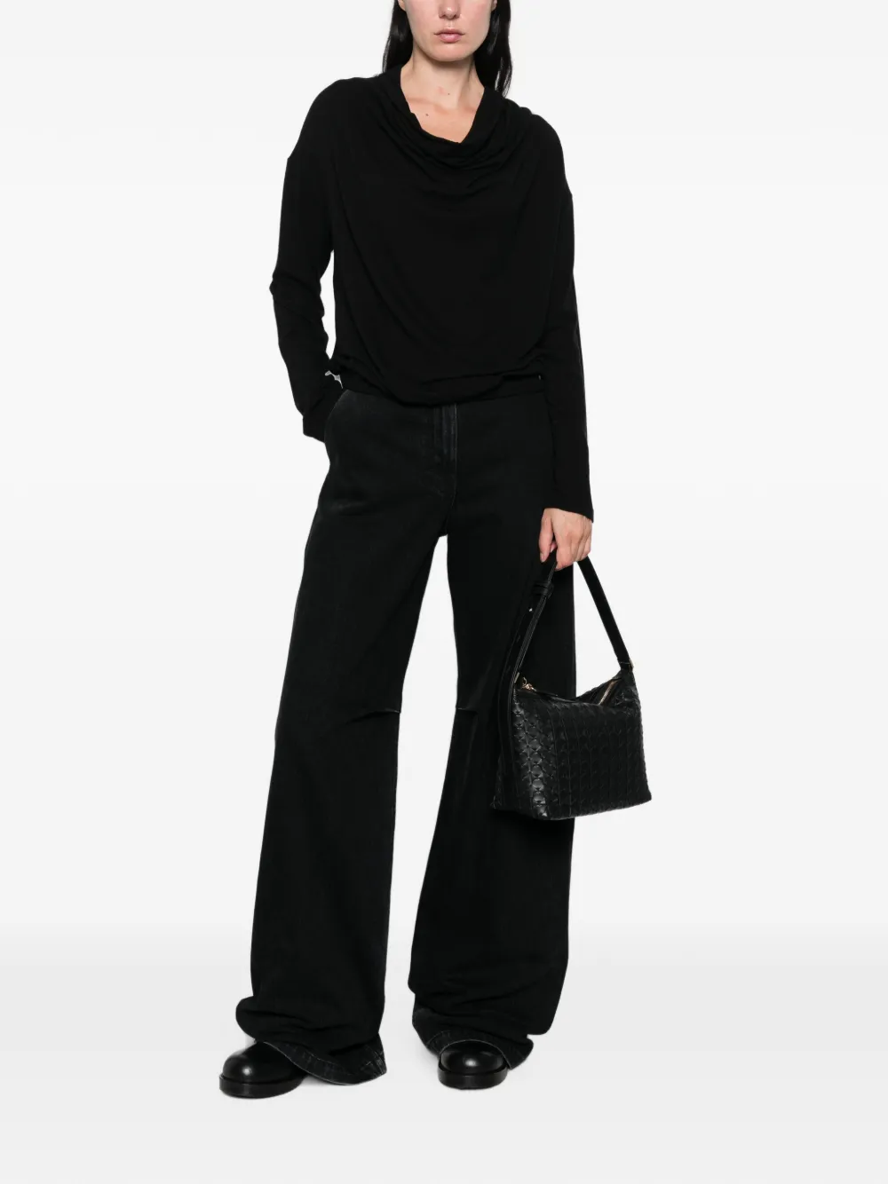 Herno cowl-neck long-sleeve sweater Zwart