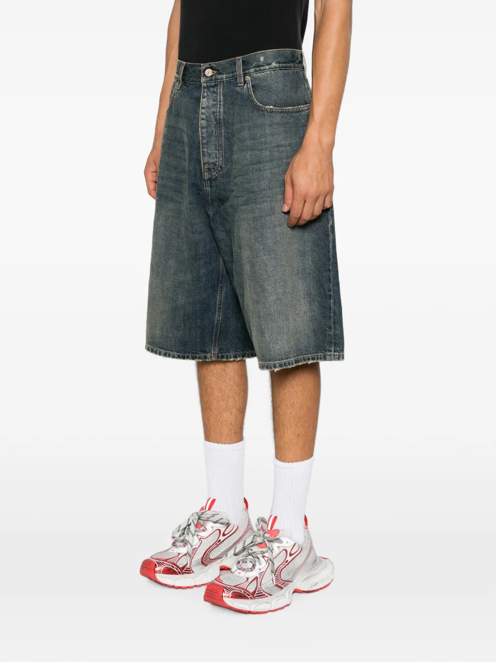 Balenciaga faded denim shorts Blauw