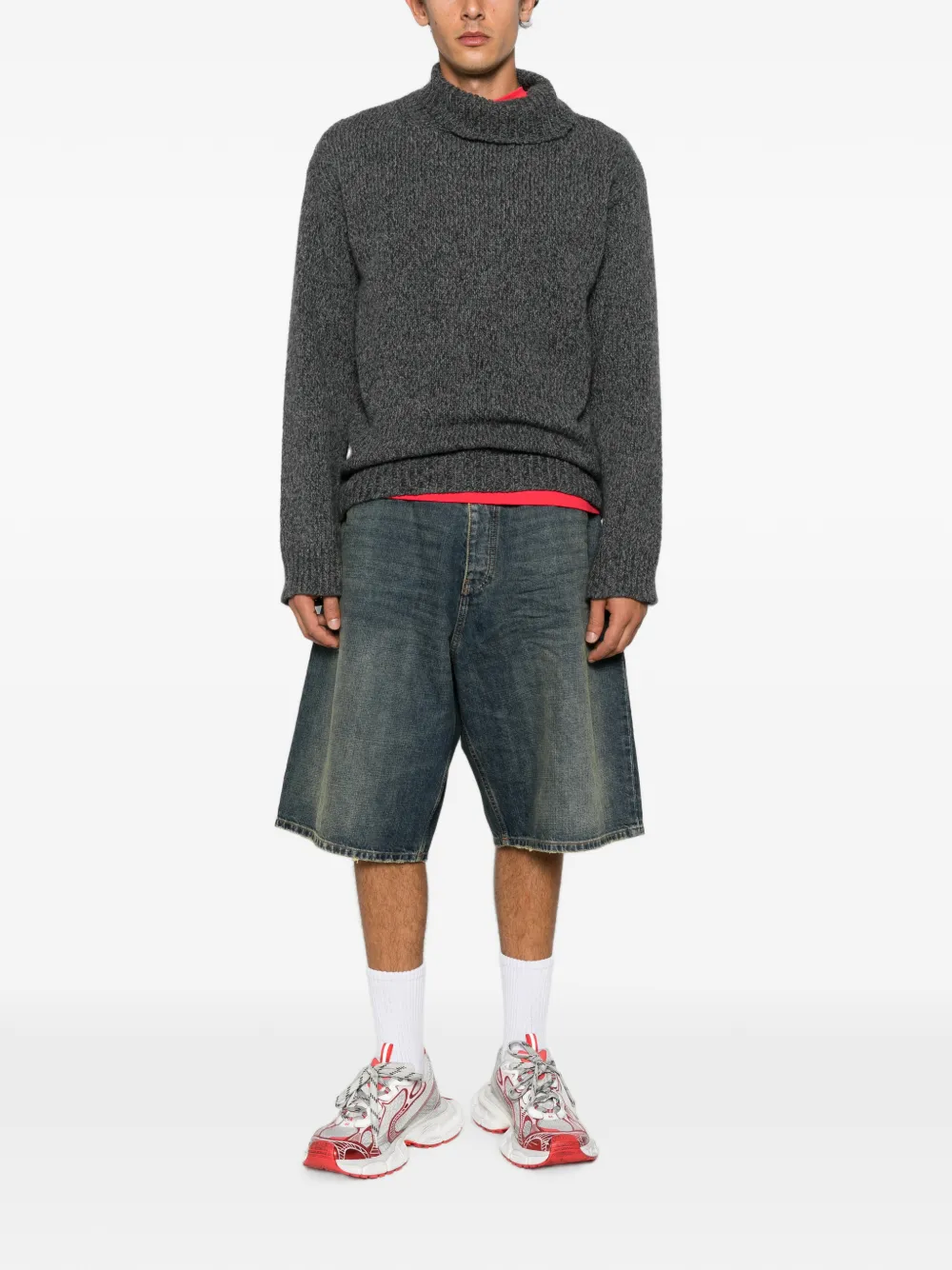Balenciaga faded denim shorts Blauw