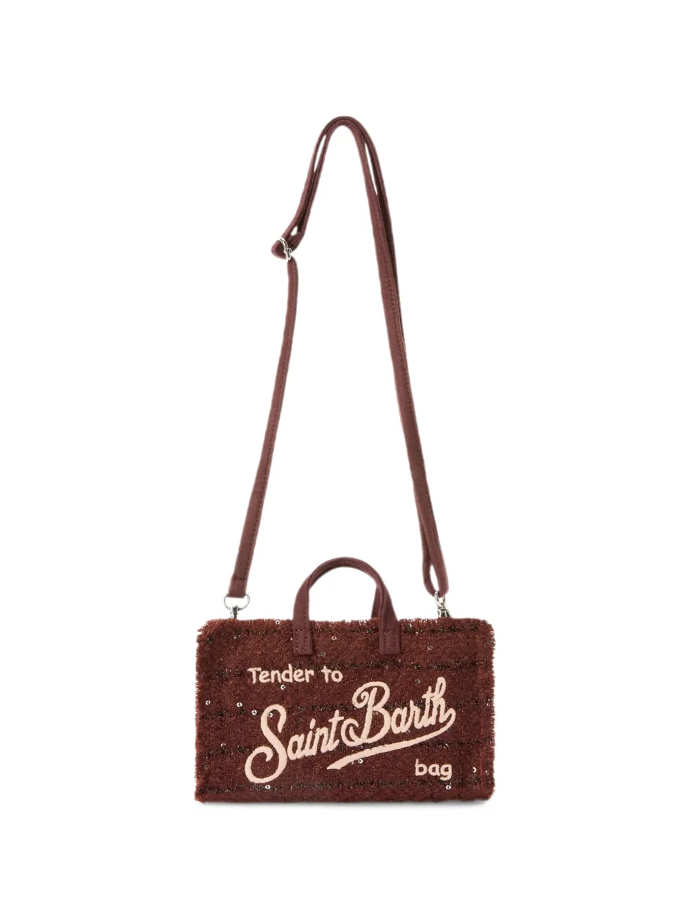 MC2 Saint Barth Phone tweed shopper verfraaid met pailletten Bruin