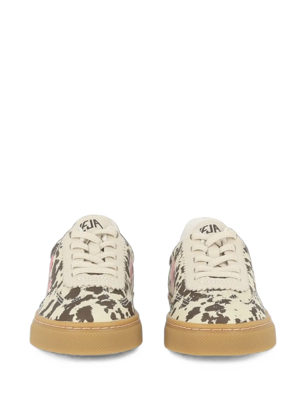 VEJA Kids Volley cow-print leather sneakers Beige