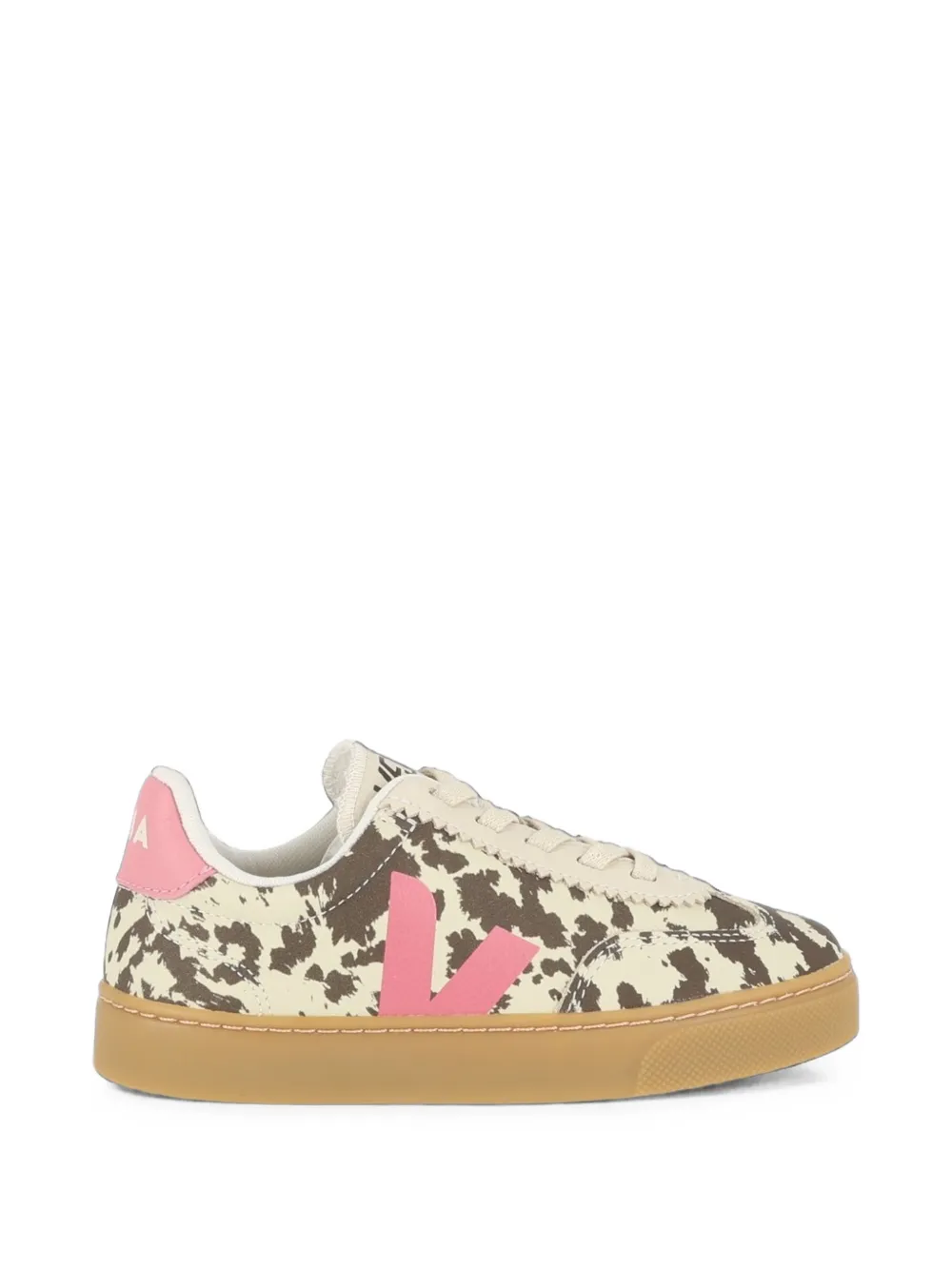 VEJA Kids Volley cow-print leather sneakers Beige
