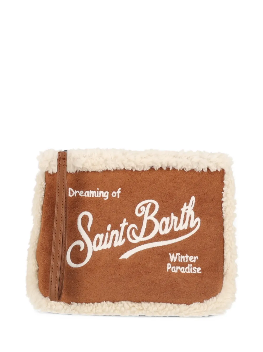 MC2 Saint Barth Aline faux-shearling-trim clutch bag Bruin
