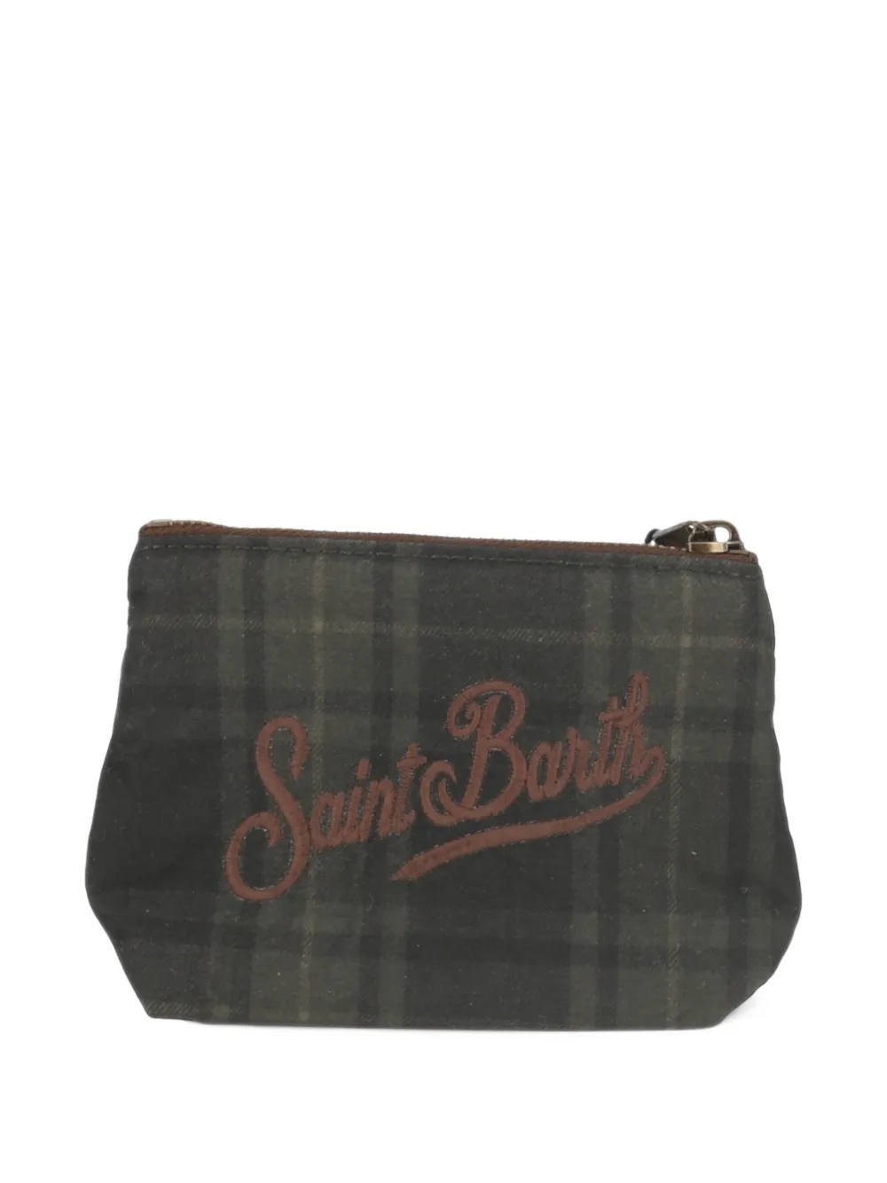 MC2 Saint Barth mini Aline embroidered tartan clutch bag Groen