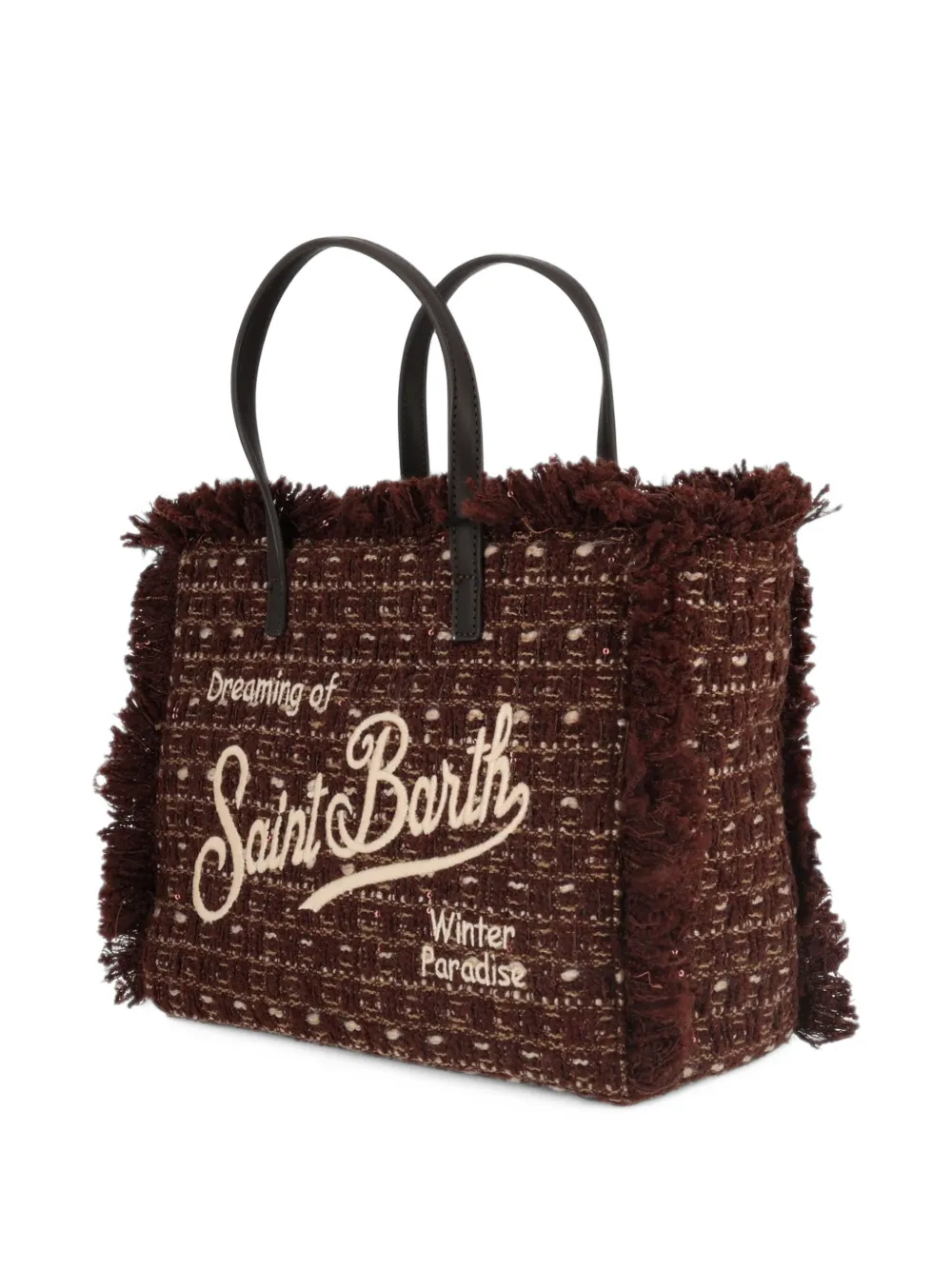 MC2 Saint Barth Colette frayed tweed tote bag Bruin