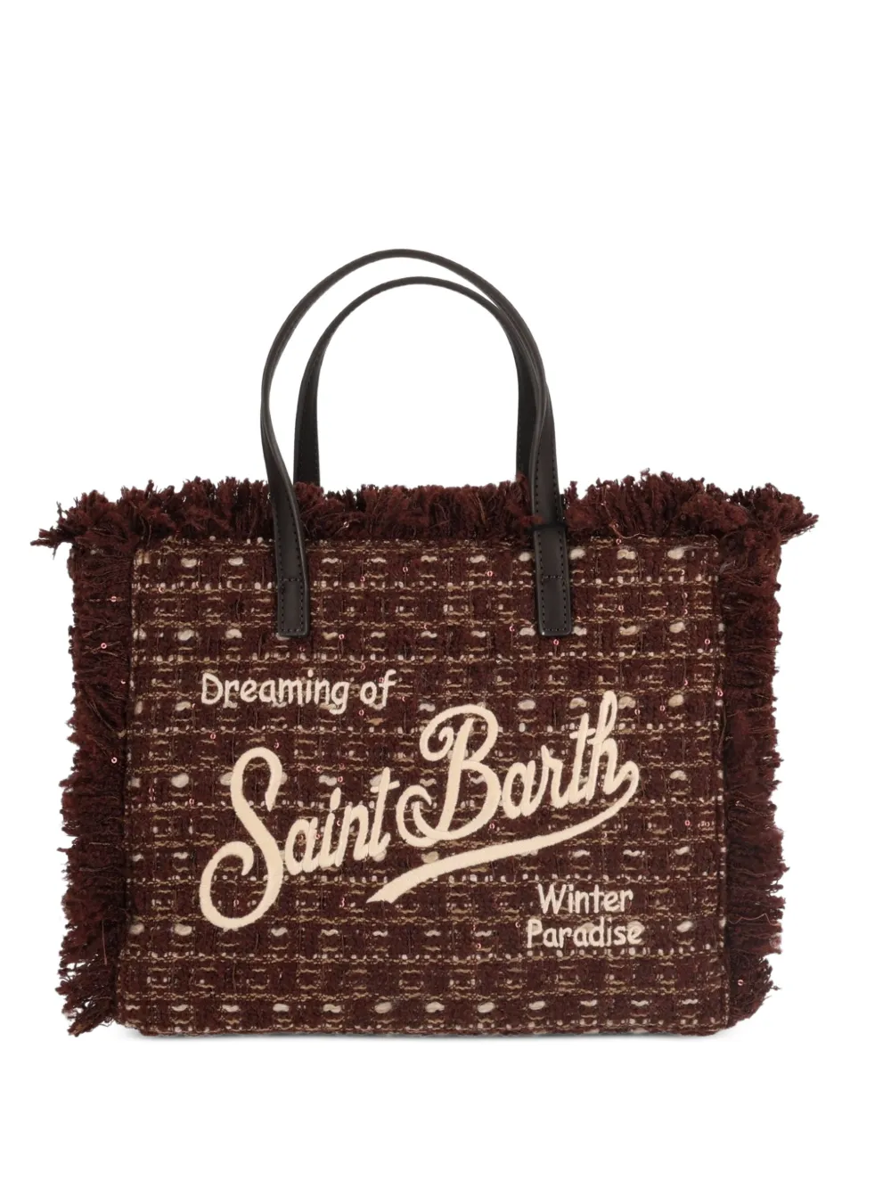MC2 Saint Barth Colette shopper met gerafelde afwerking Bruin