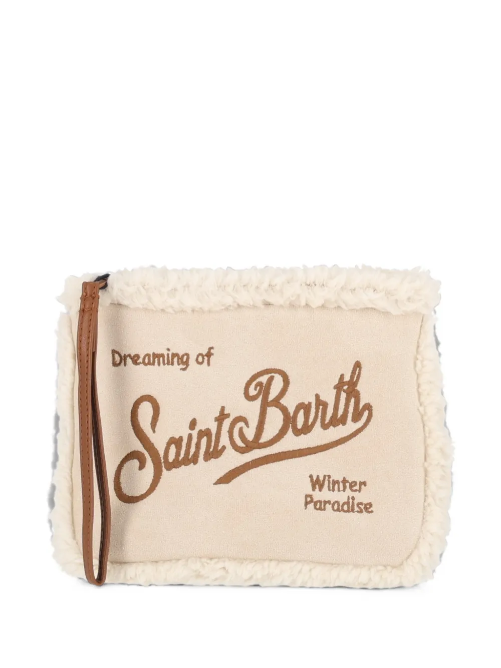 MC2 Saint Barth Aline Shearling Pouch in sherpa and beige faux suede