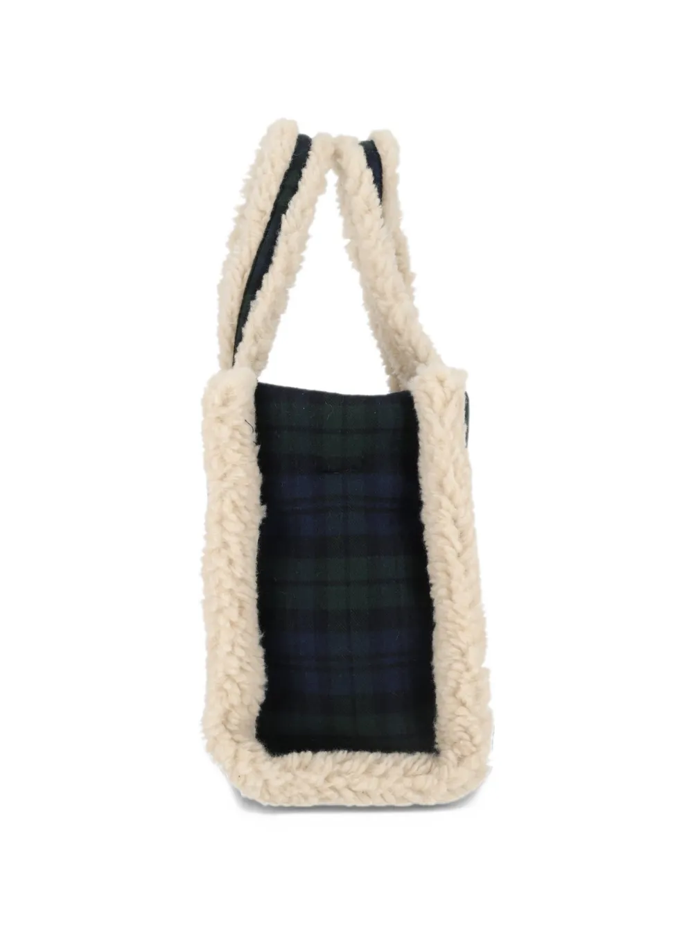 MC2 Saint Barth Kids Colette shearling-trim tartan tote bag Blauw