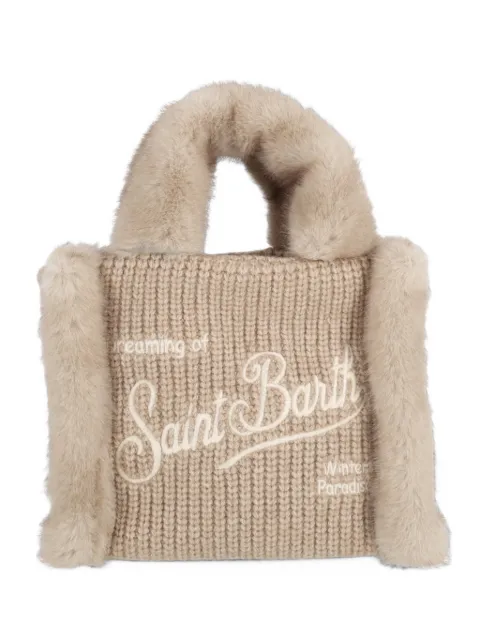 MC2 Saint Barth Mini Vanity Handtasche aus geripptem Wollgemisch mit Shearling