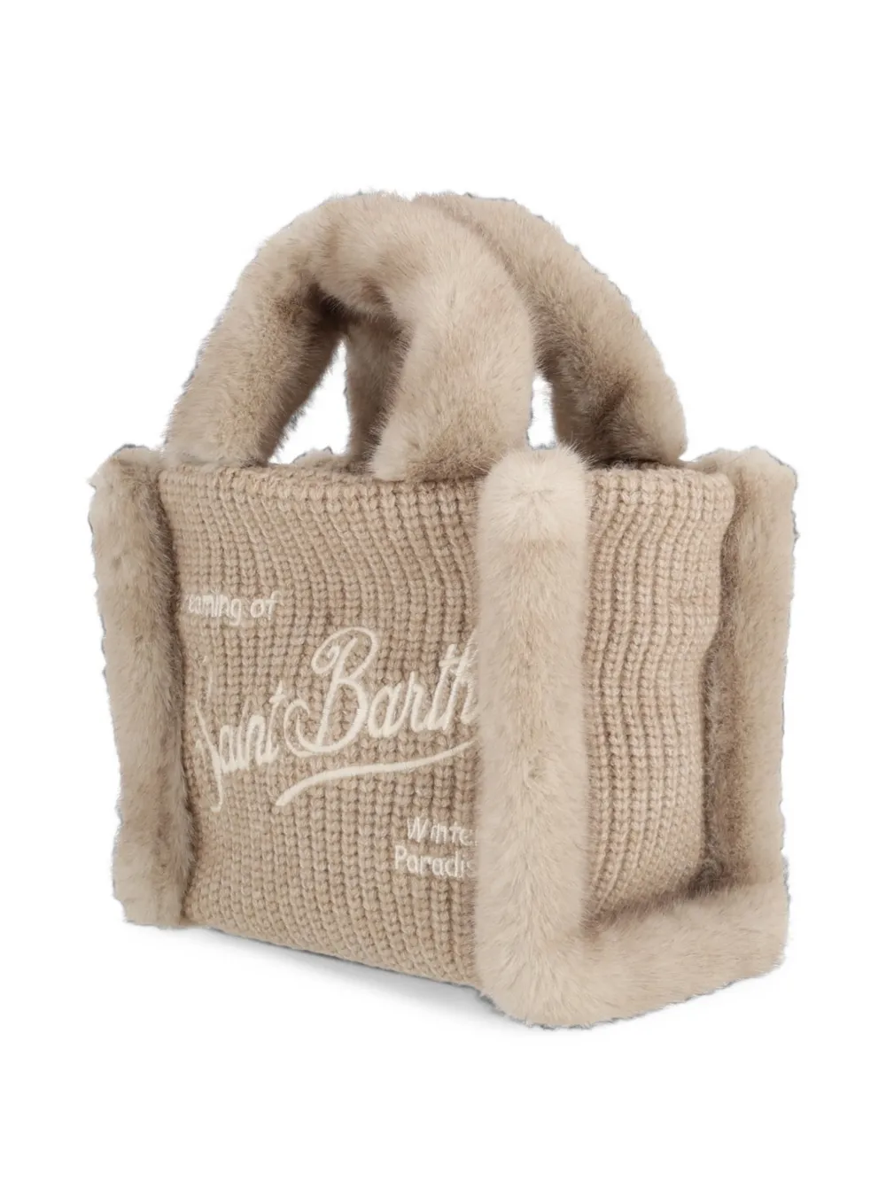 MC2 Saint Barth Vanity lammy geribbelde mini-handtas van beige met lammy wolblend