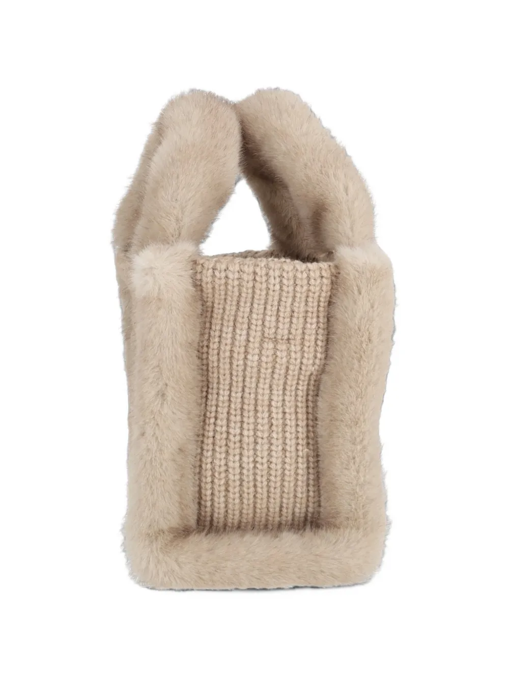 MC2 Saint Barth Vanity lammy geribbelde mini-handtas van beige met lammy wolblend