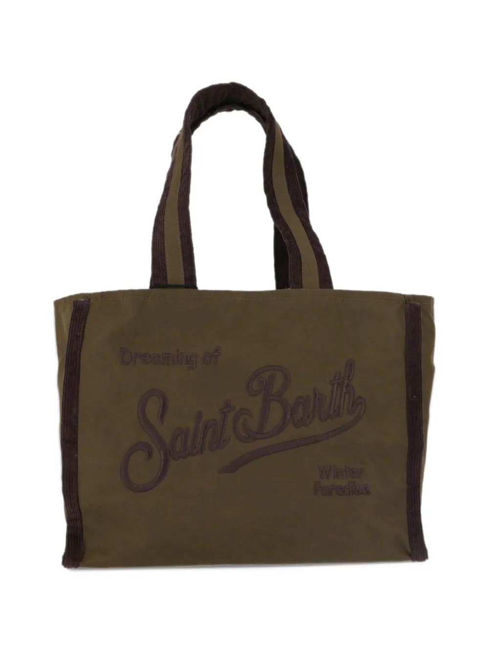 MC2 Saint Barth logo-embroidered corduroy-trim tote bag Groen