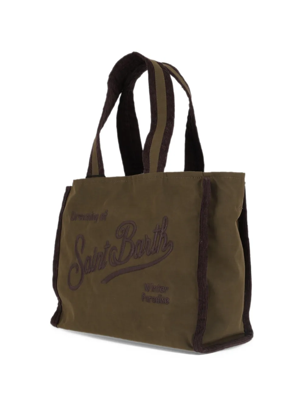 MC2 Saint Barth logo-embroidered corduroy-trim tote bag Groen