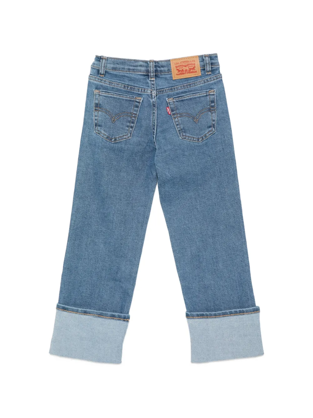 Levi's Kids Jeans met wijde pijpen en opgerolde manchetten Blauw
