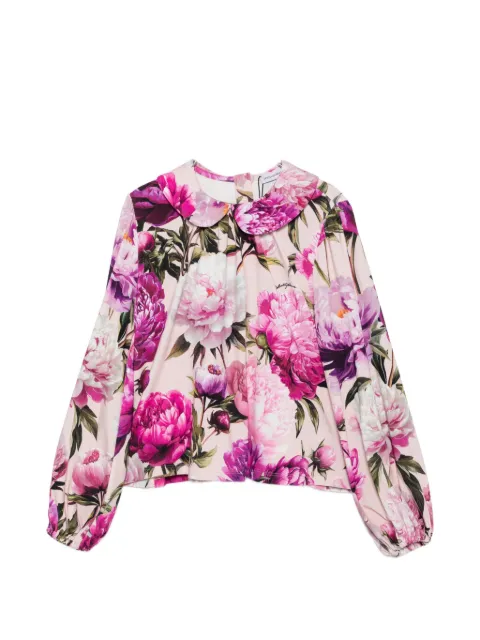 Dolce & Gabbana Kids floral-print puff-sleeve blouse
