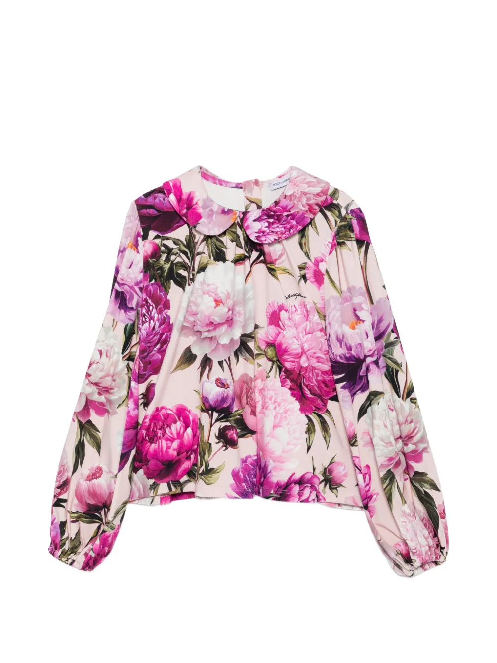 Dolce & Gabbana Kids floral-print puff-sleeve blouse - Rosa