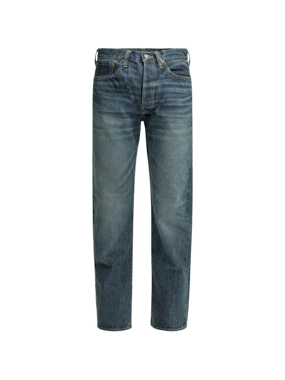 Sugar Cane Jeans logo-patch straight-leg jeans - Blu