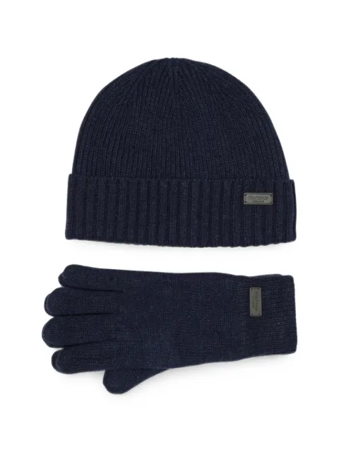 Barbour ribbed-knit beanie hat and gloves set
