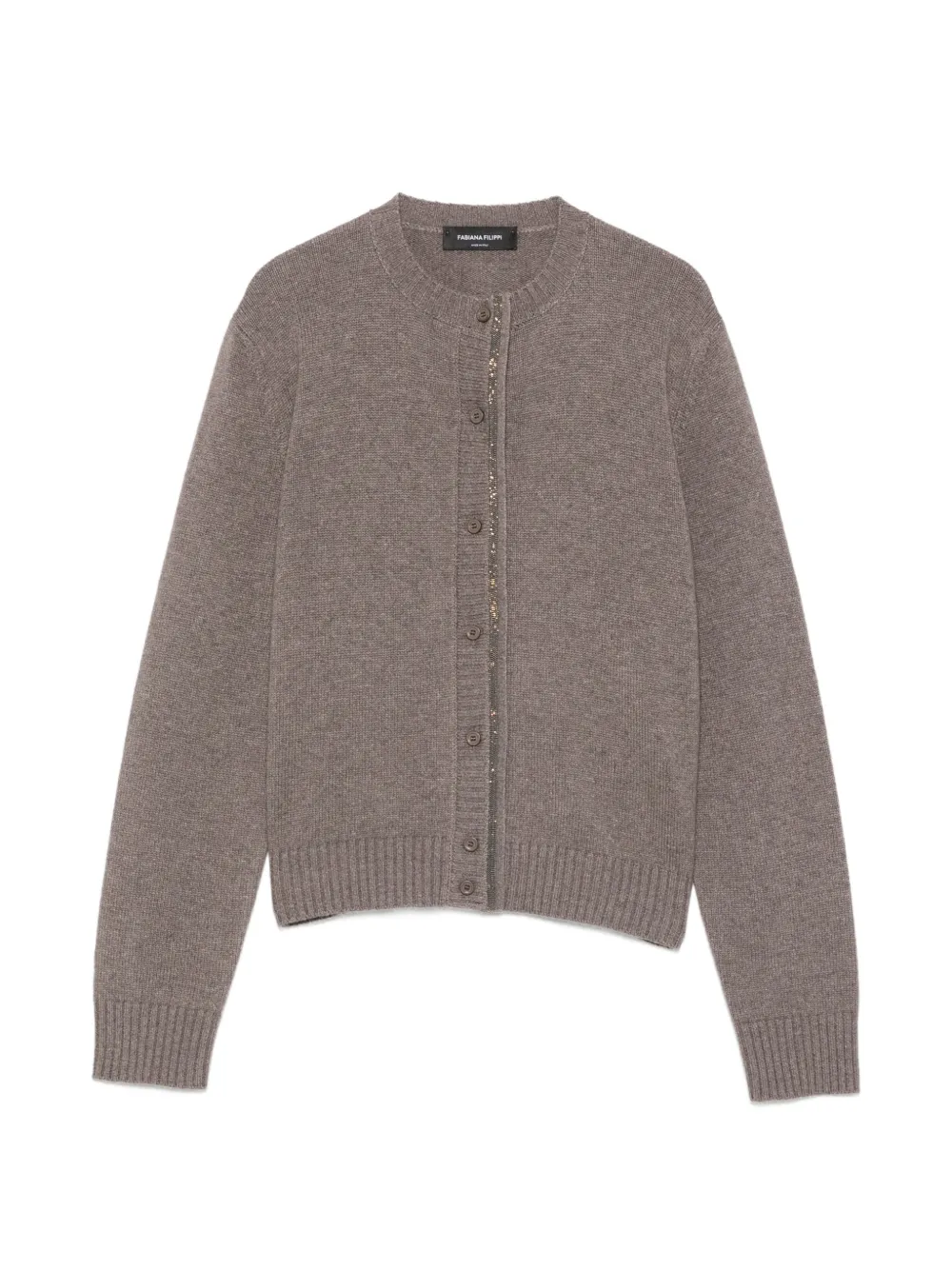 Fabiana Filippi beaded-trim knitted cardigan - Grey