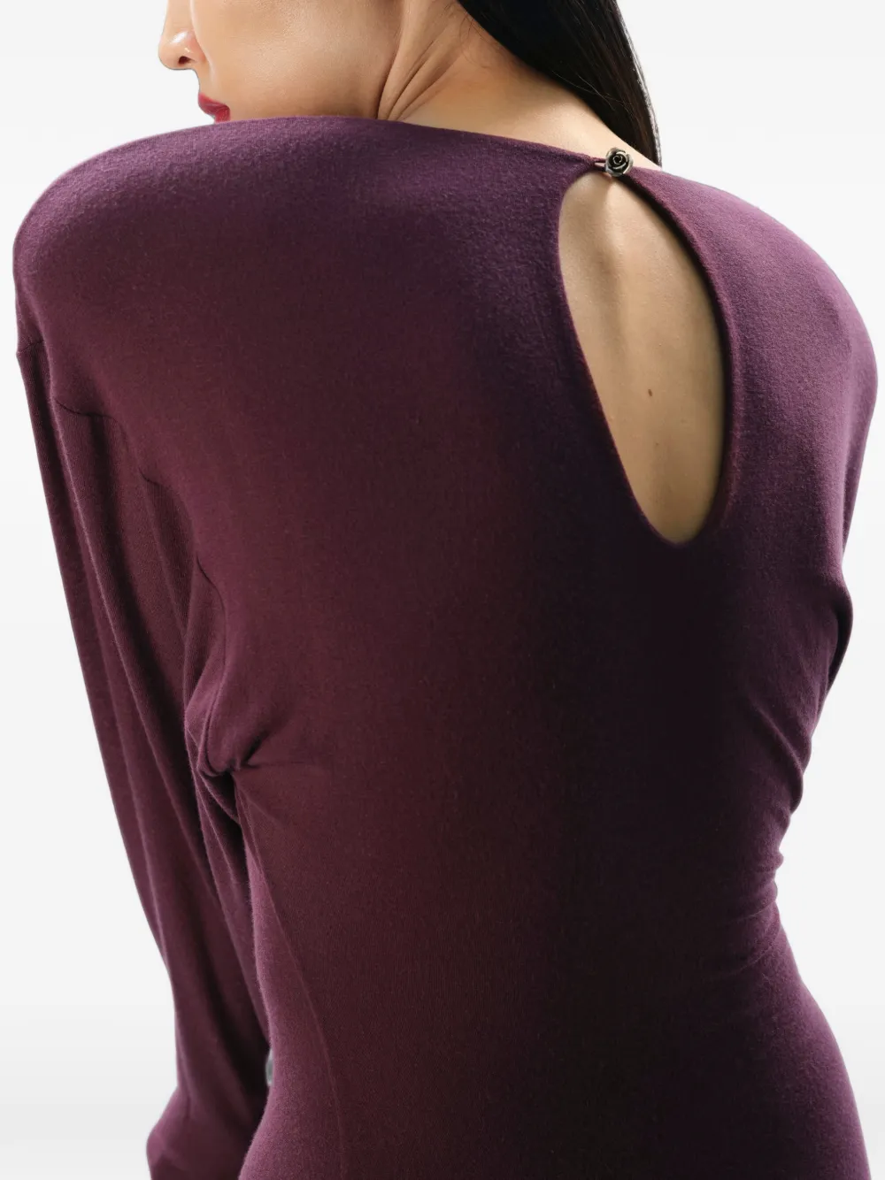MANURÍ Gina maxi-jurk met roosdetail Paars