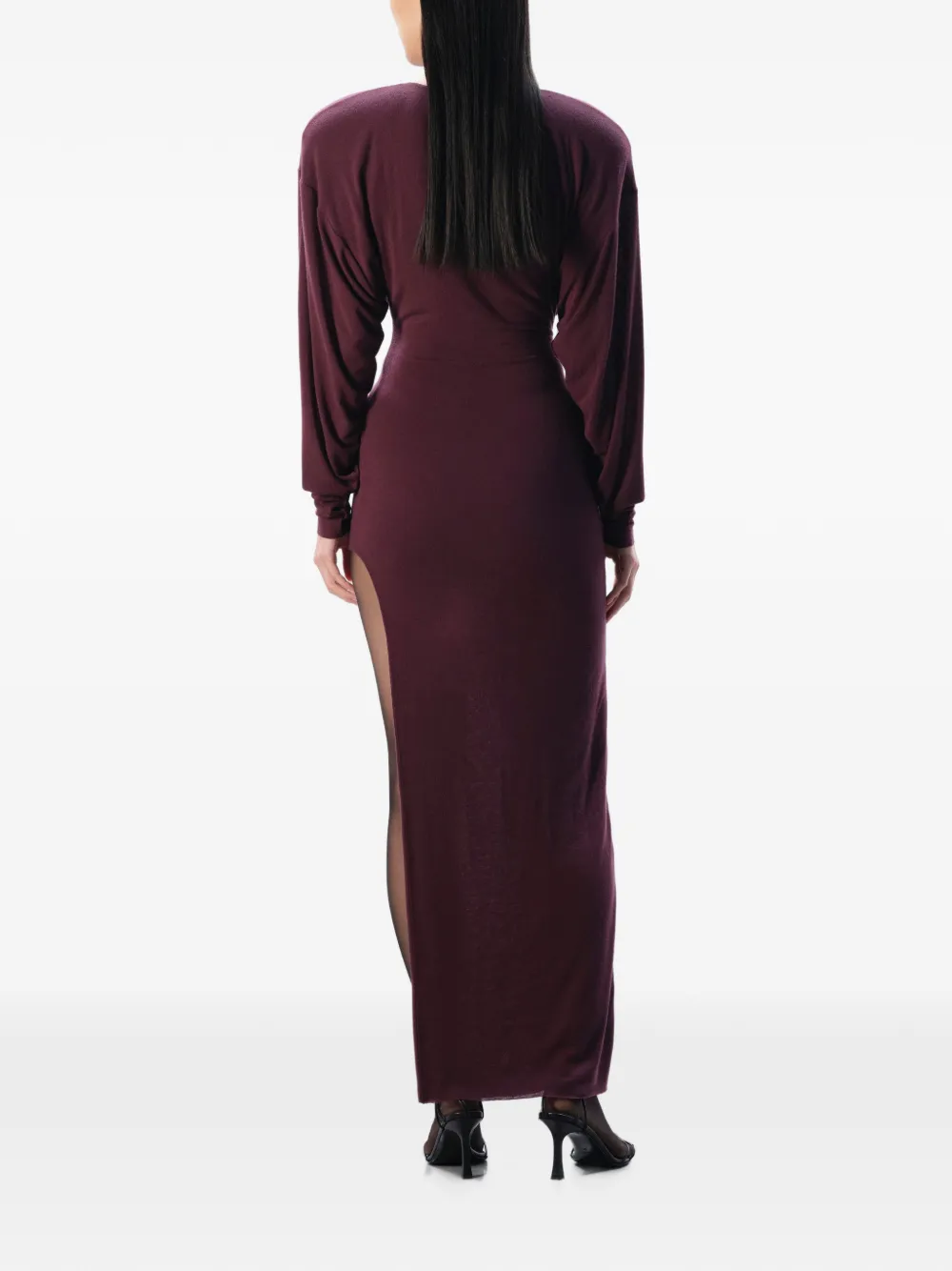 MANURÍ Gina maxi-jurk met roosdetail Paars