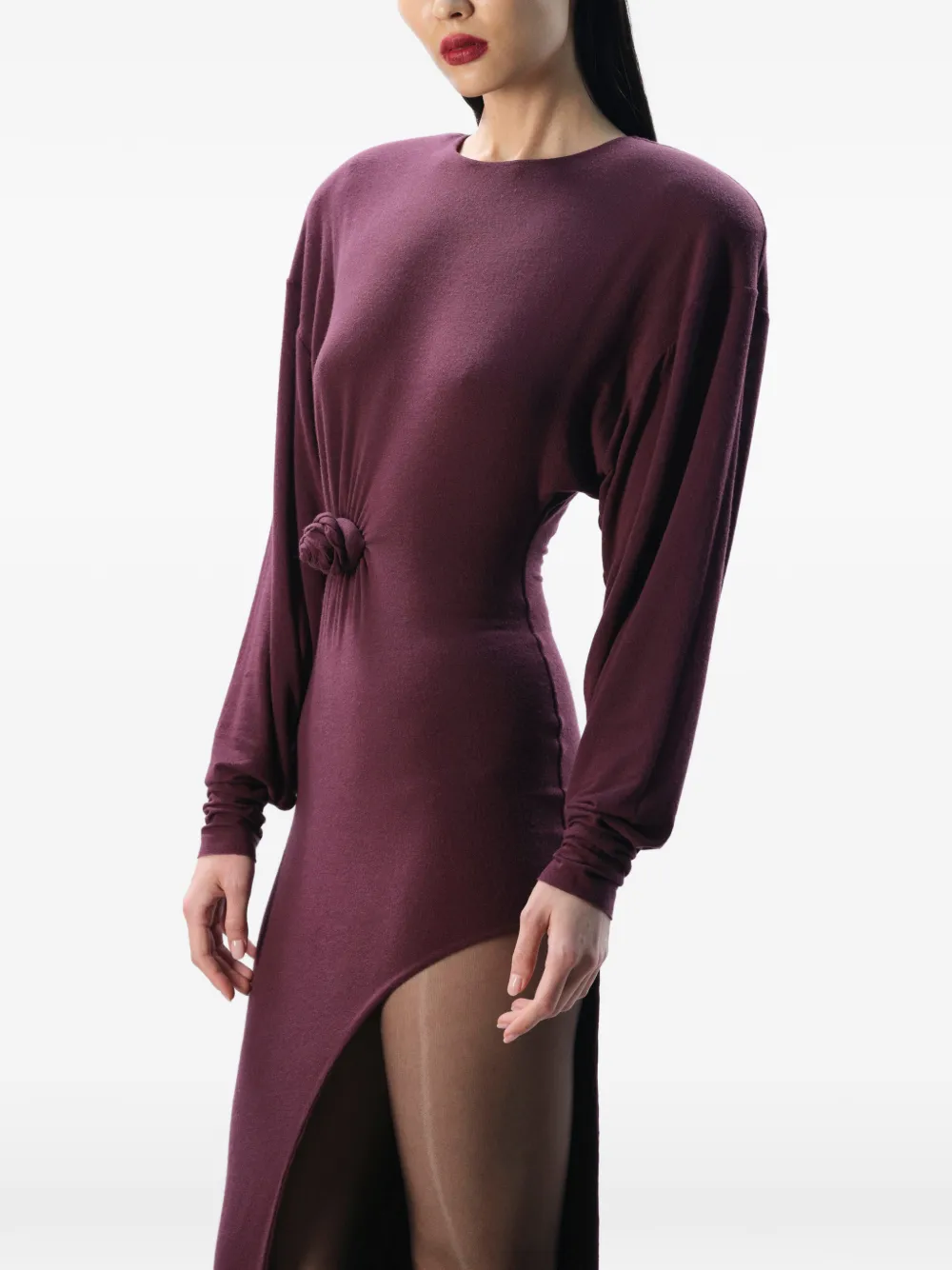 MANURÍ Gina maxi-jurk met roosdetail Paars