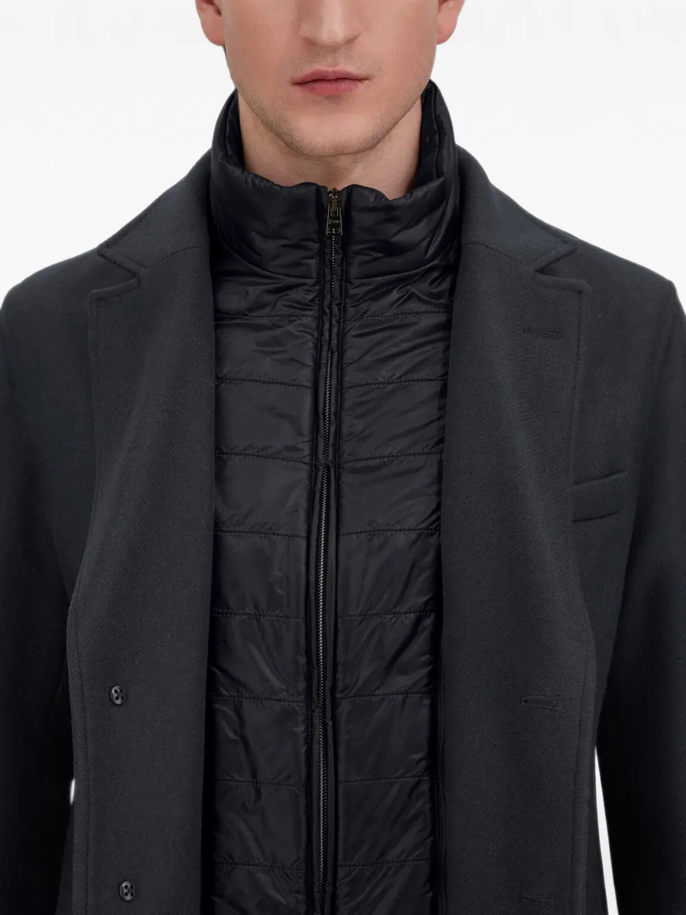 Herno Gelaagde jas met enkele rij knopen Blauw