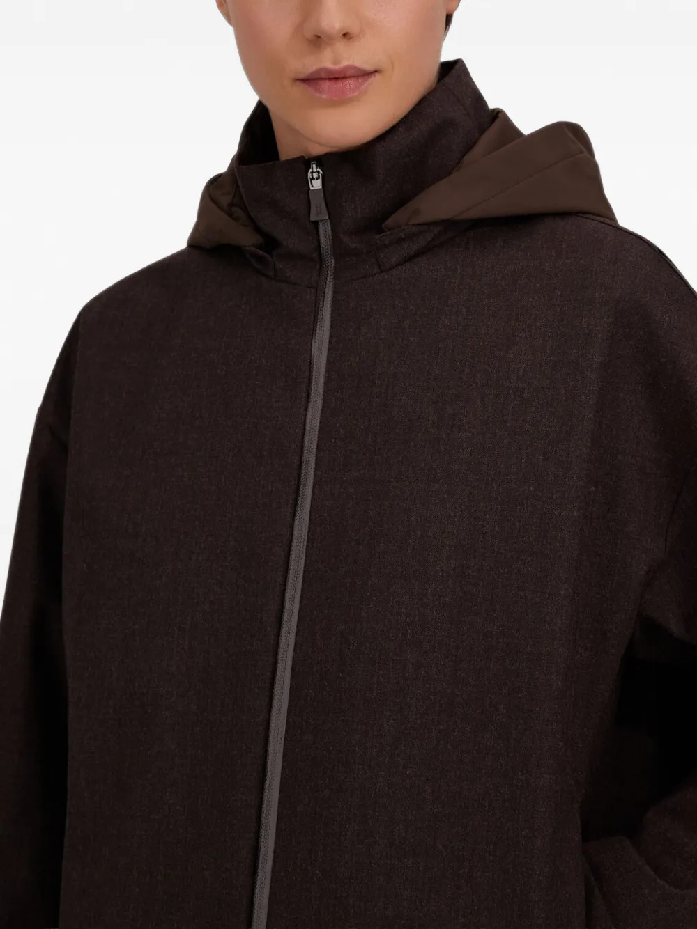 Herno Flanellen jack met capuchon Bruin