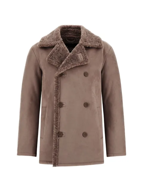 Herno faux-shearling double-breasted peacoat