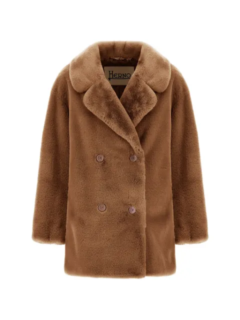 Herno double-breasted faux-fur coat