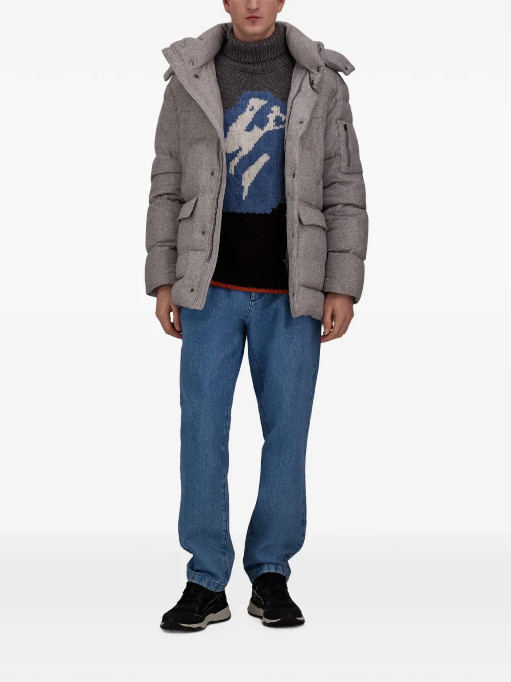 Herno Trui met berg-patroon in jacquard Blauw