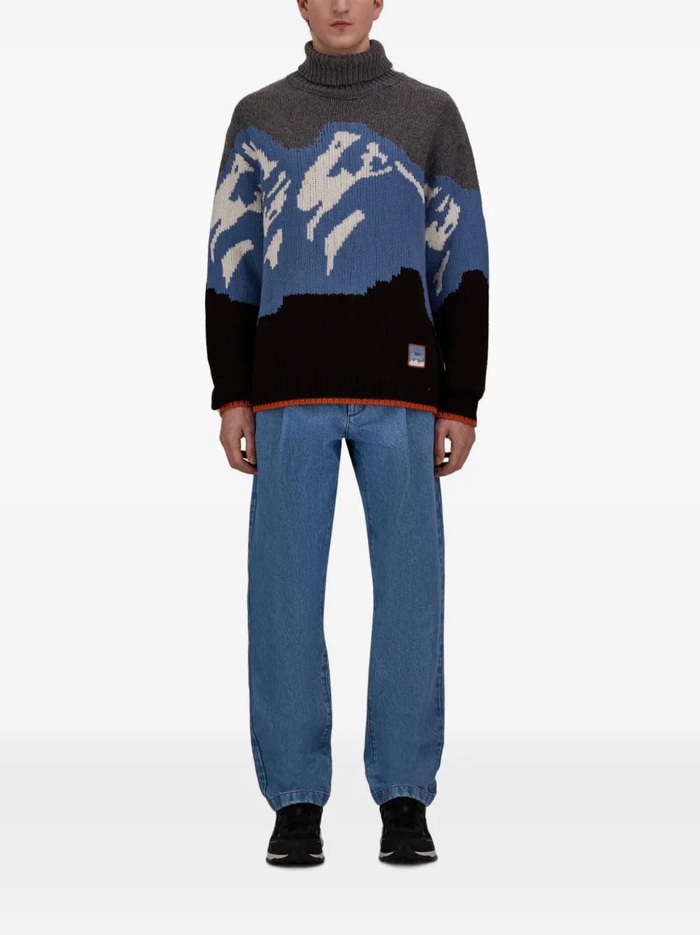 Herno Trui met berg-patroon in jacquard Blauw