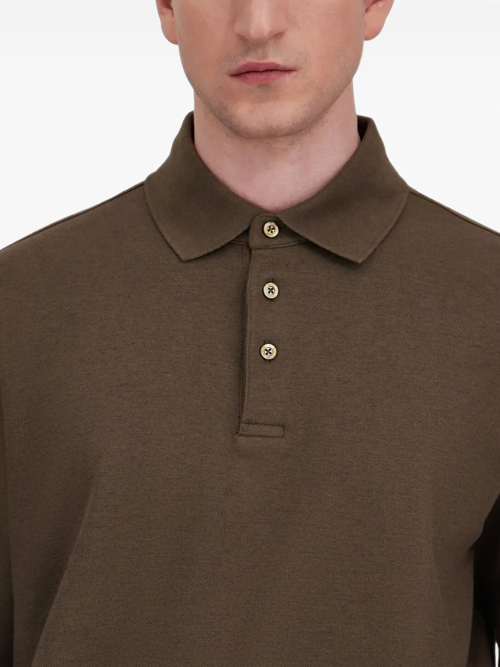 Herno Poloshirt van dubbele piqué met lange mouwen Groen