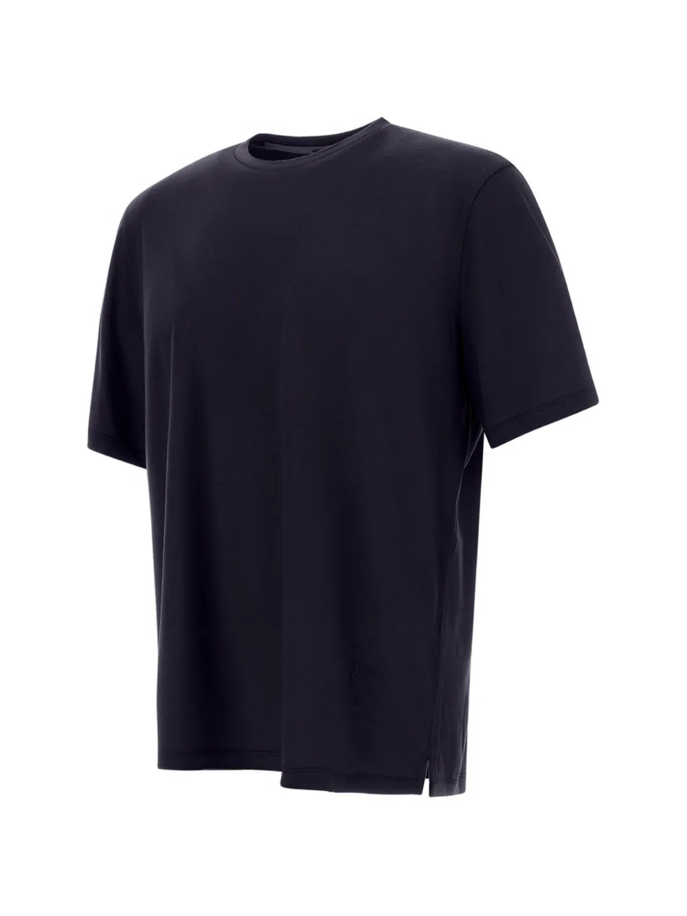 Herno Wollen T-shirt met geborduurd logo Blauw