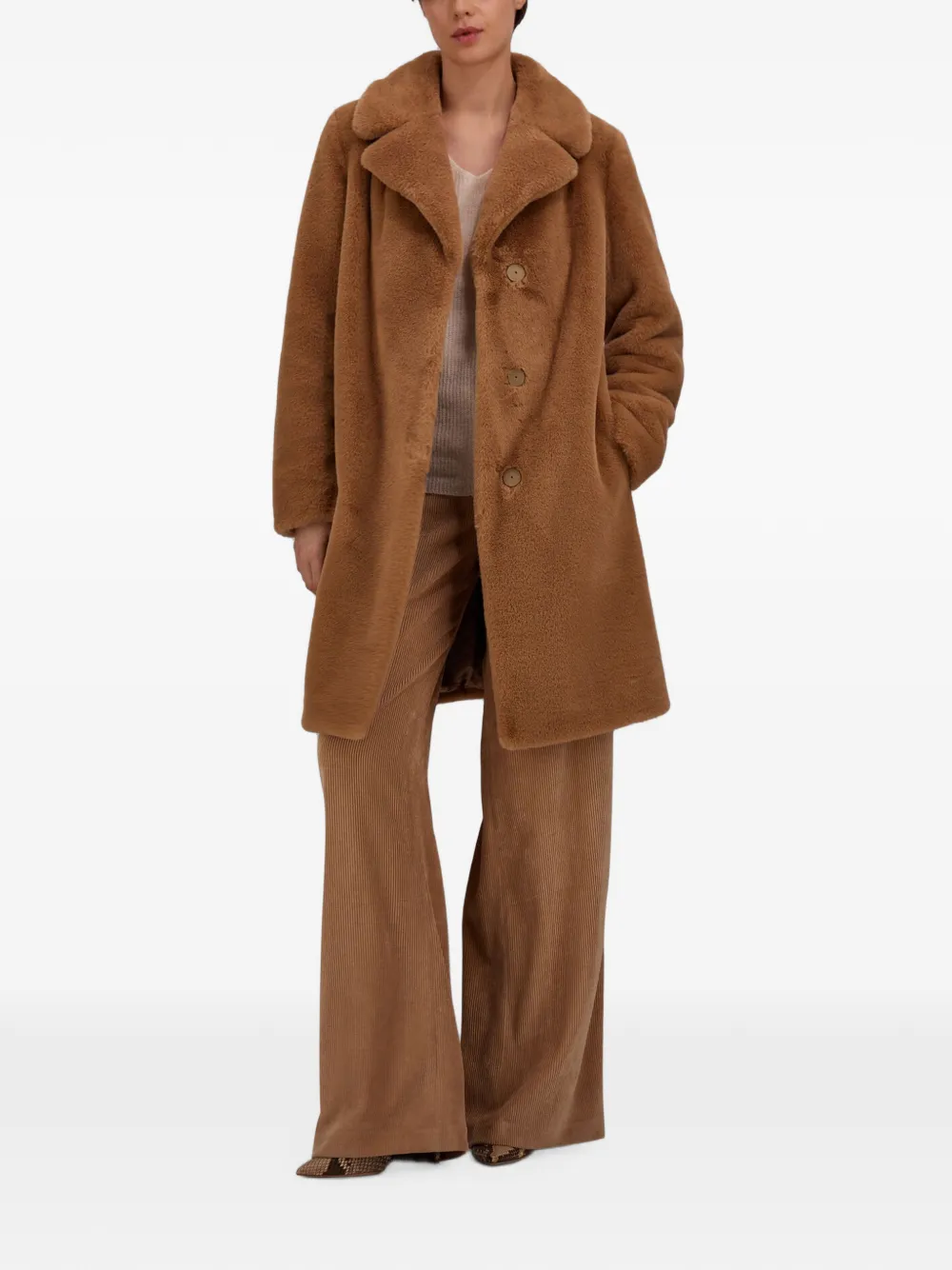 Herno Jas met revers en imitatiebont Bruin