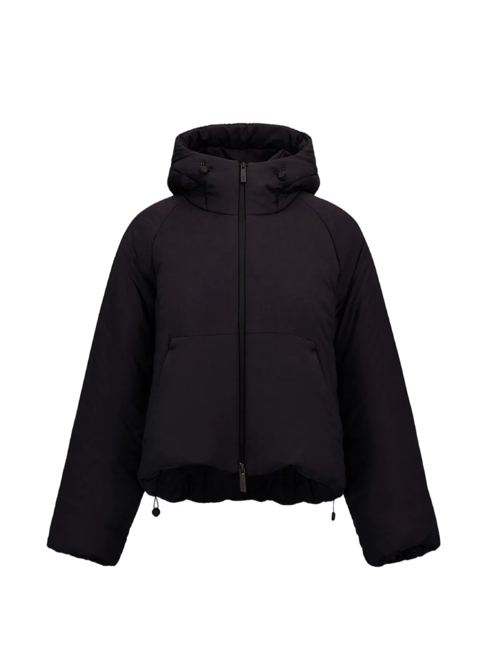Laminar hooded puffer jacket