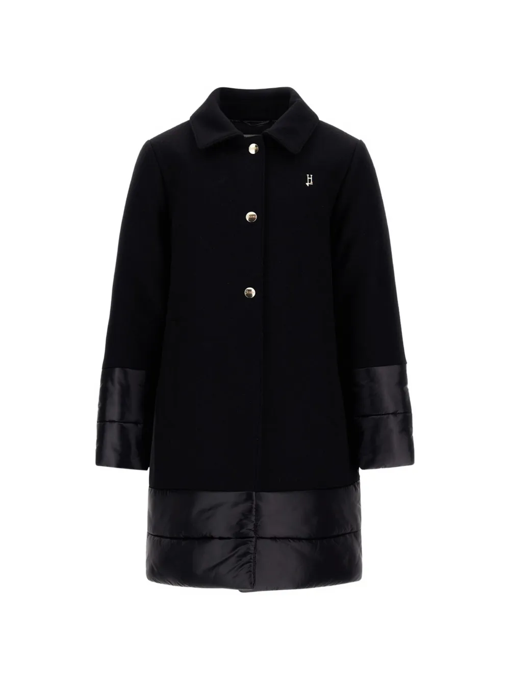 Herno Kids logo-plaque panelled coat - Schwarz