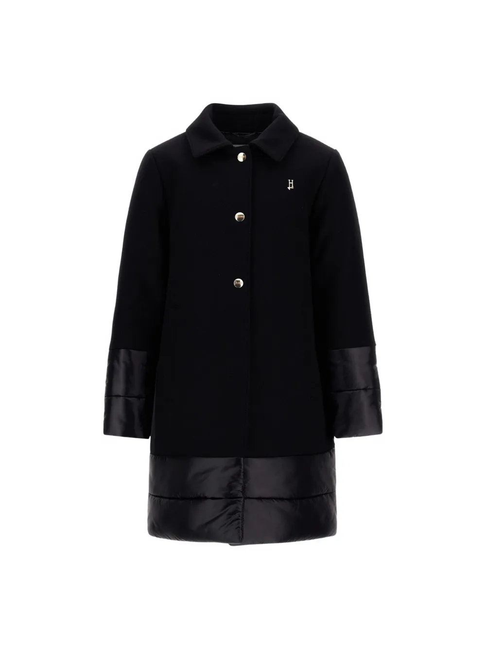 Herno Kids logo-plaque panelled coat Zwart