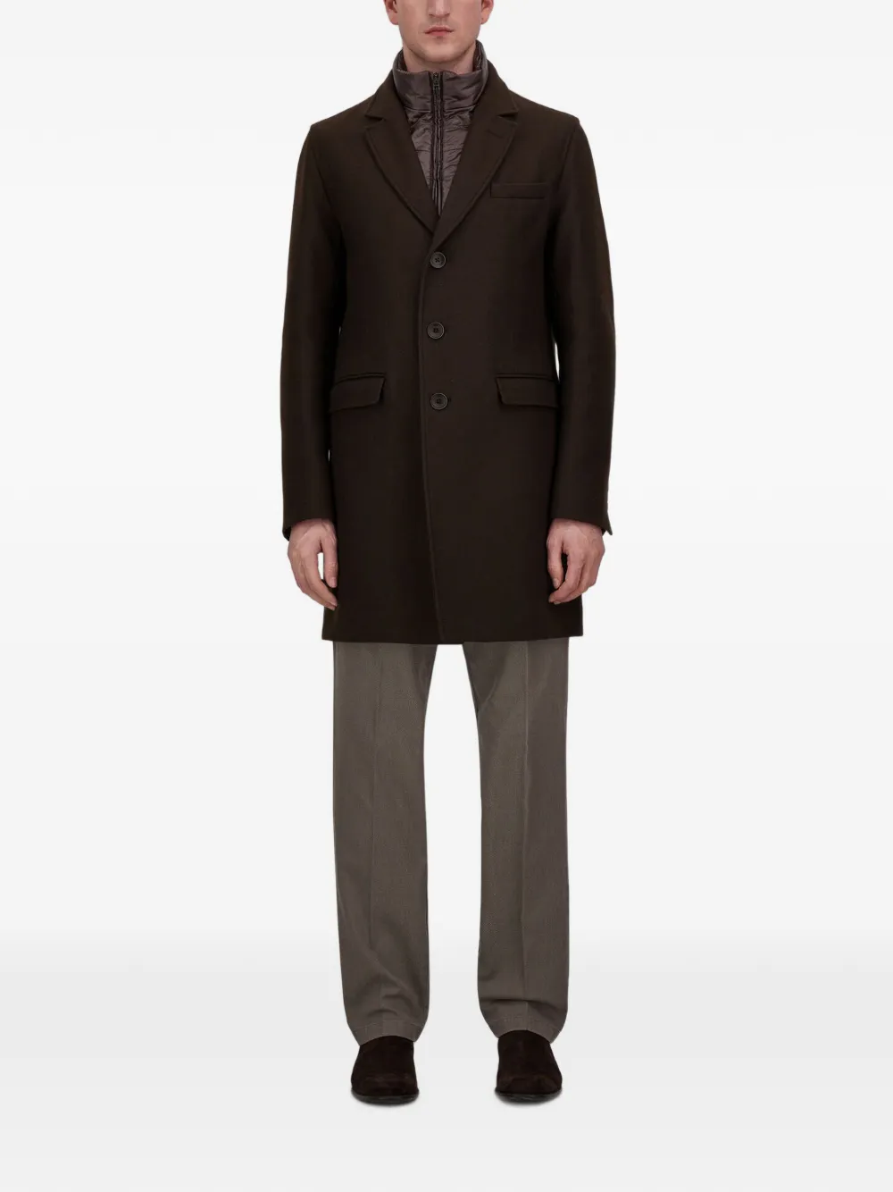 Herno Ultralight nylon jas met enkele rij knopen Bruin