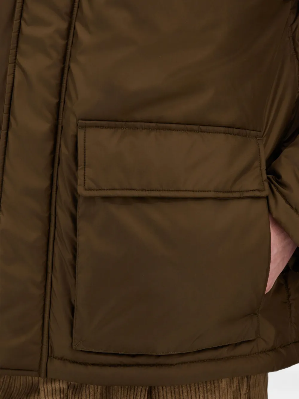 Herno Parka met vlakken en capuchon Bruin