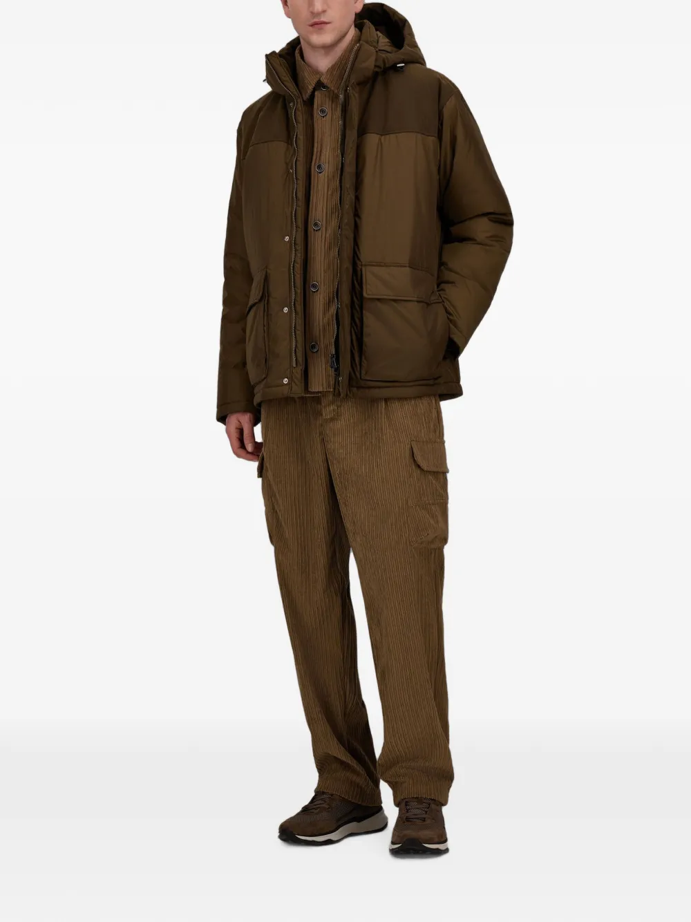 Herno Parka met vlakken en capuchon Bruin