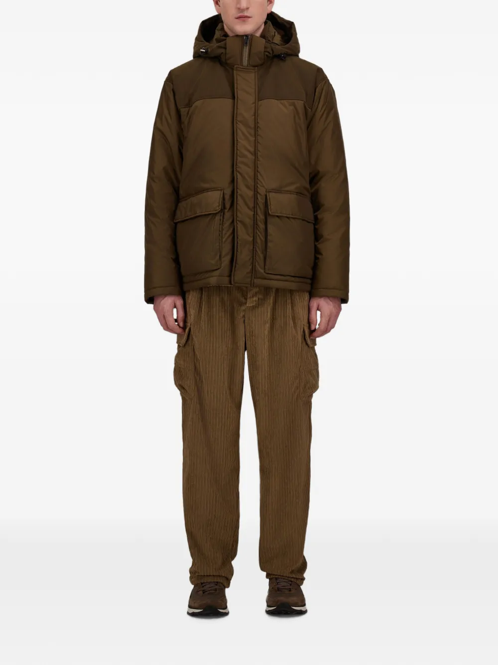 Herno Parka met vlakken en capuchon Bruin